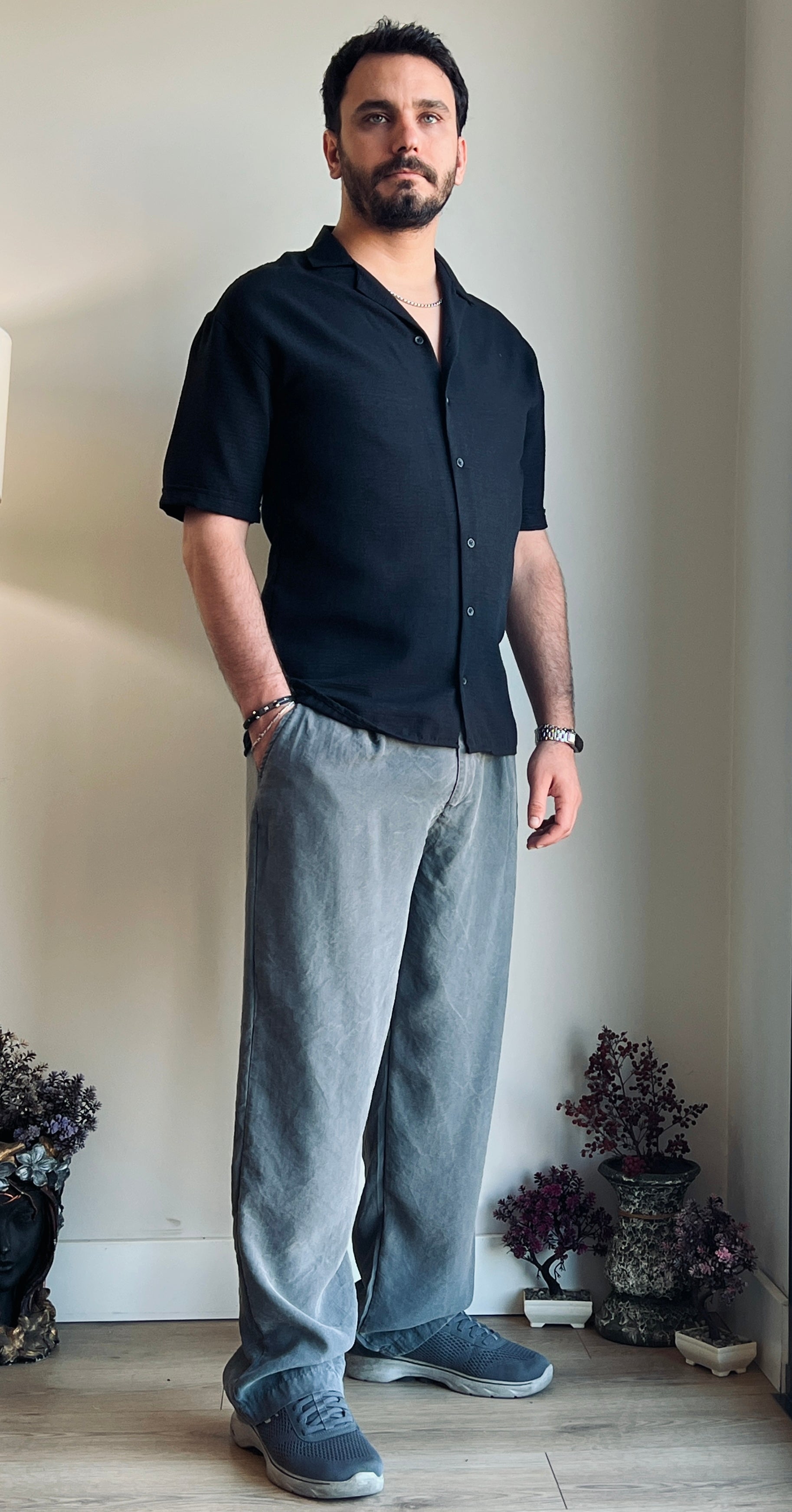 Dokuma Kısa Kollu Gömlek