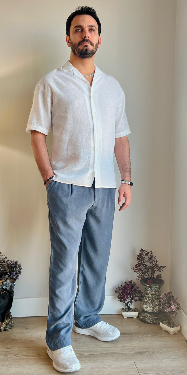 Yıkamalı Düğme Detaylı Modal Pantolon