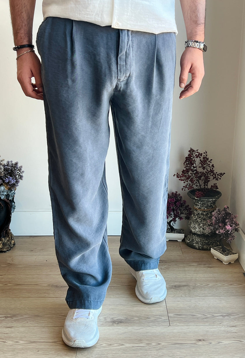 Yıkamalı Düğme Detaylı Modal Pantolon