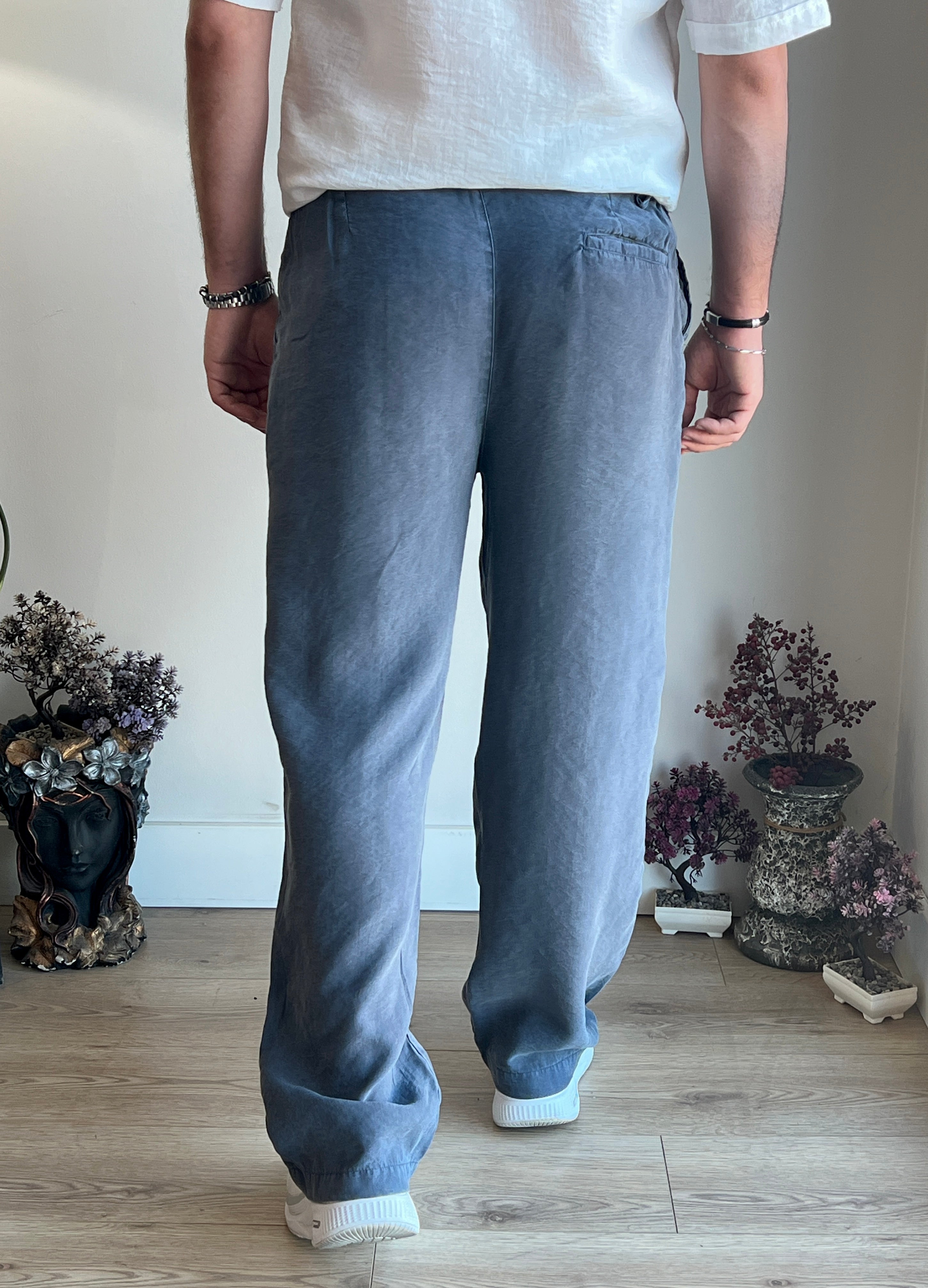 Yıkamalı Düğme Detaylı Modal Pantolon