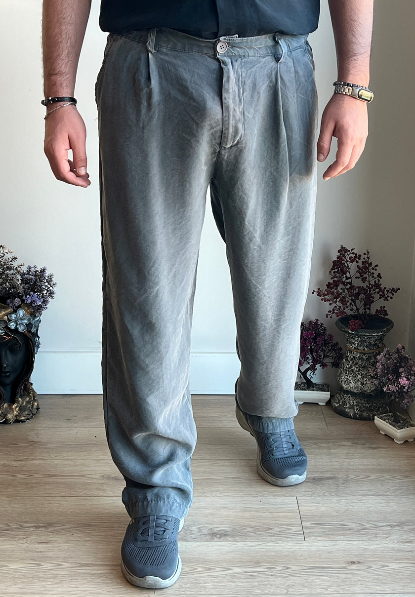 Yıkamalı Düğme Detaylı Modal Pantolon