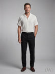 Erkek Siyah Beli Lastikli Esnek Kumaş Premium Chino Pantolon - Smart Casual Rahat Kesim