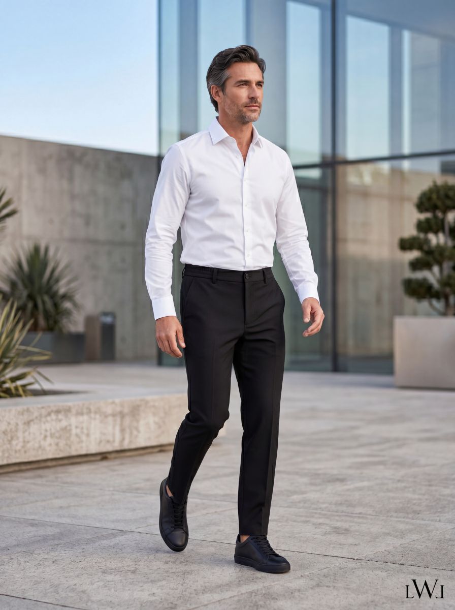 Erkek Siyah Beli Lastikli Esnek Kumaş Premium Chino Pantolon - Smart Casual Rahat Kesim