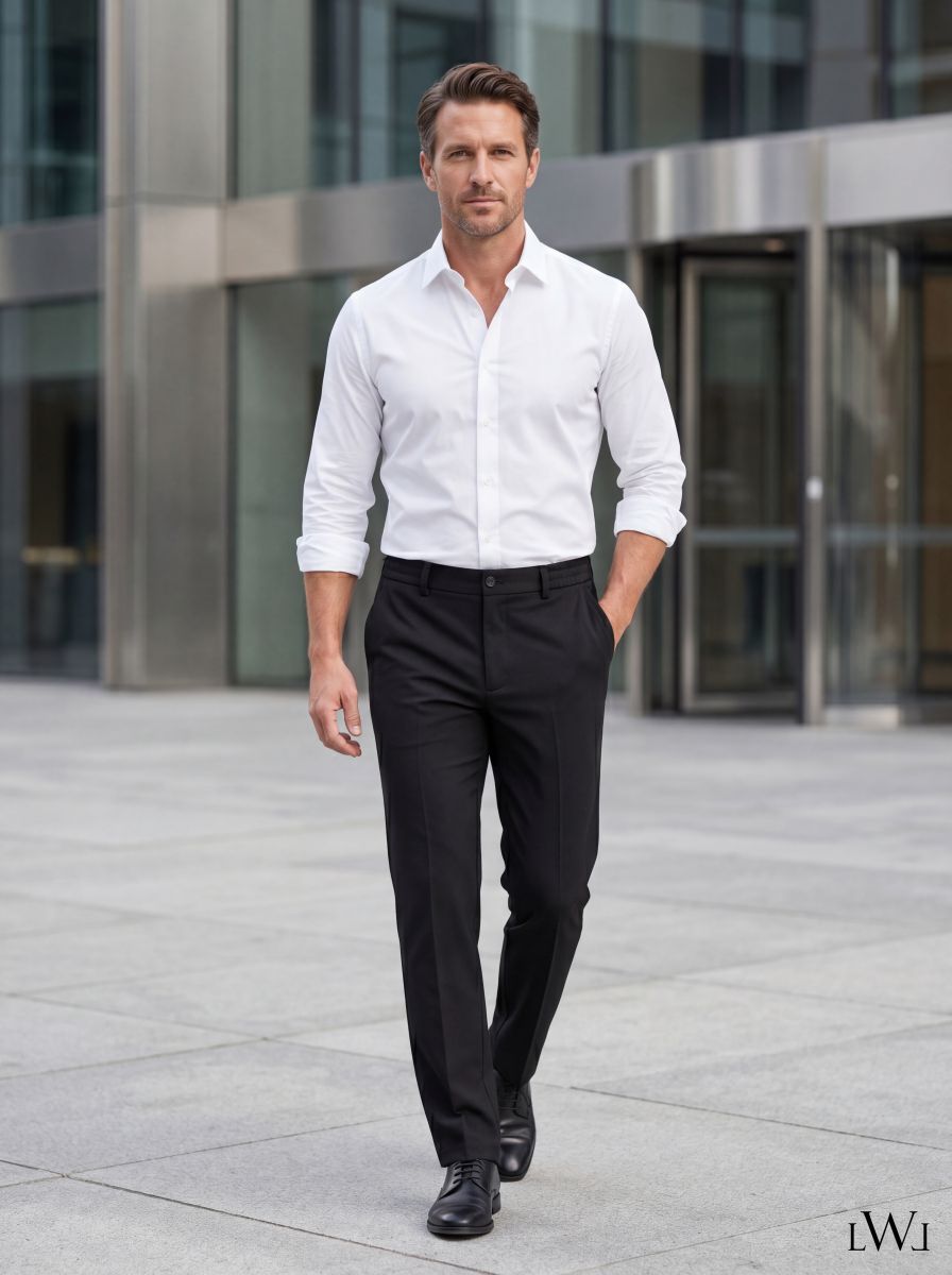 Erkek Siyah Beli Lastikli Esnek Kumaş Premium Chino Pantolon - Smart Casual Rahat Kesim