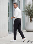 Erkek Siyah Beli Lastikli Esnek Kumaş Premium Chino Pantolon - Smart Casual Rahat Kesim