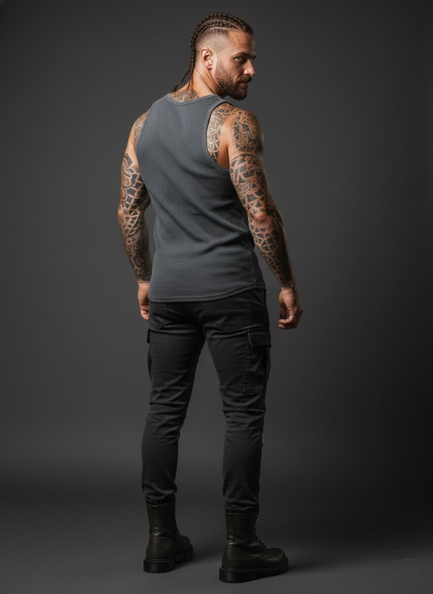 Yıkamalı Eskitmeli Tank Top Kaşkorse Atlet