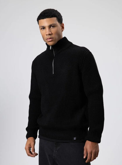 Fermuarli Orme Triko Kazak Siyah