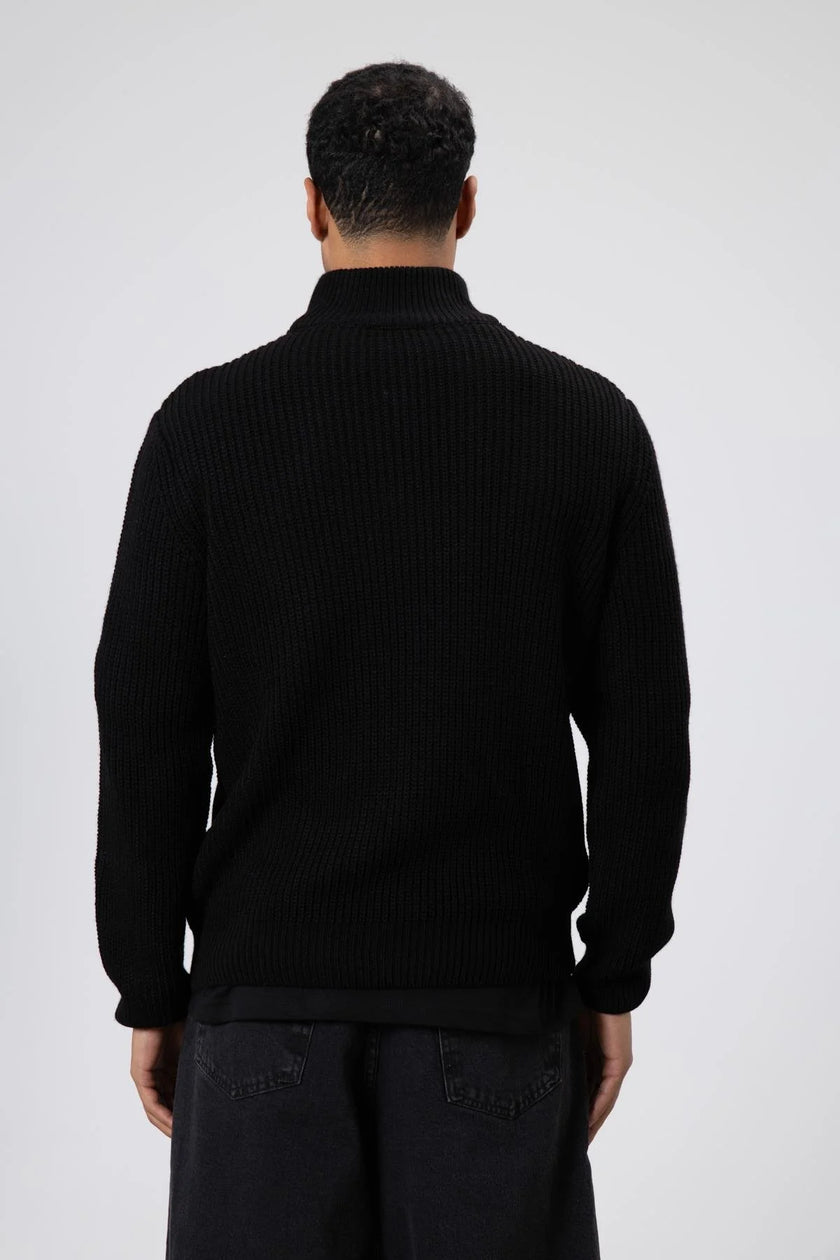 Fermuarli Orme Triko Kazak Siyah