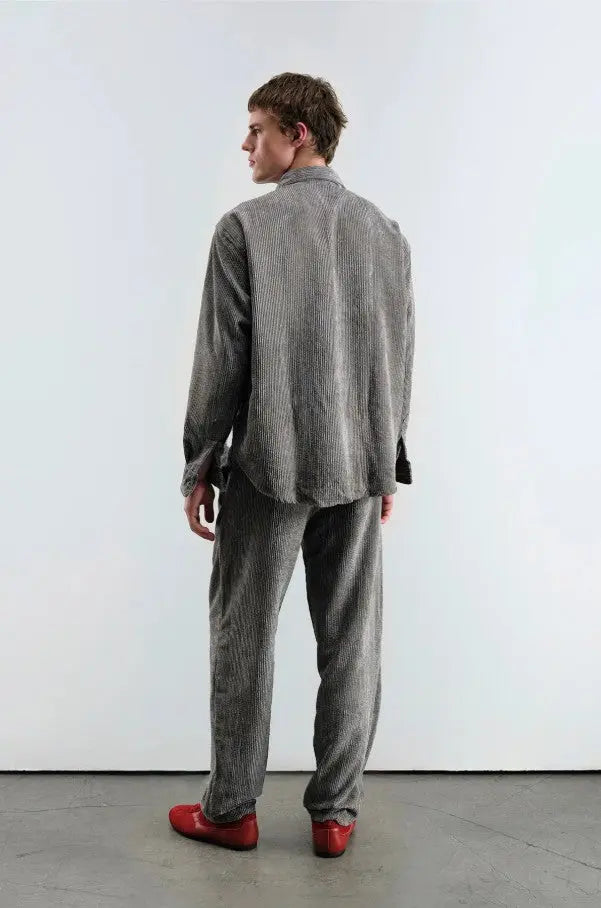 OVERSIZE EFEKTLİ KADİFE GÖMLEK