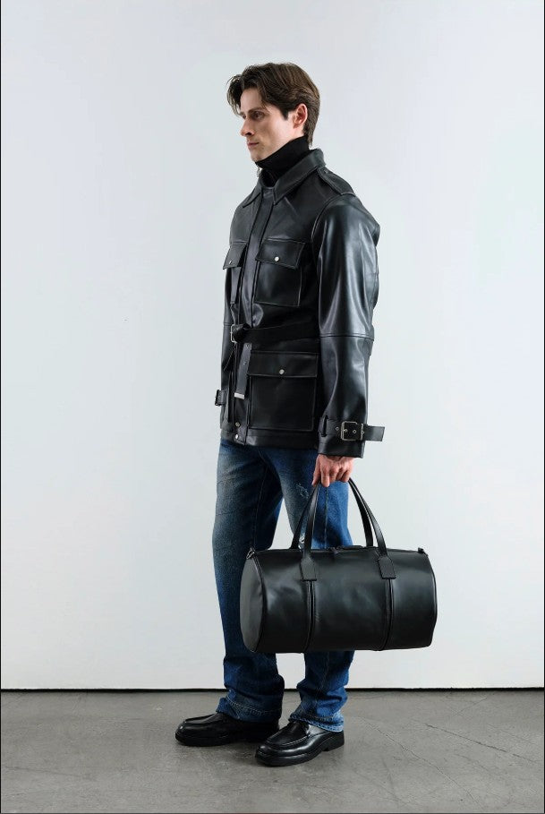 KEMERLİ DERİ PARKA CEKET