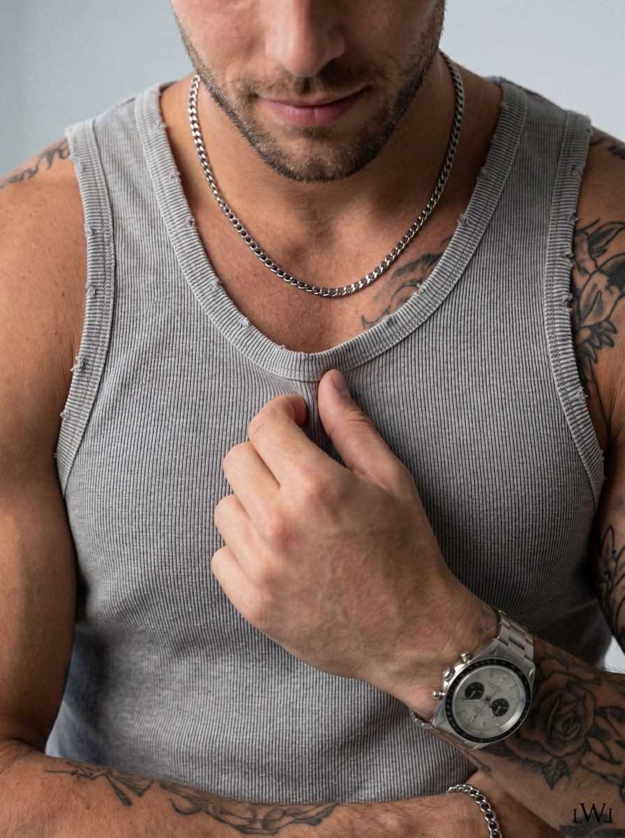 Yıkamalı Eskitmeli Tank Top Kaşkorse Atlet - Gri