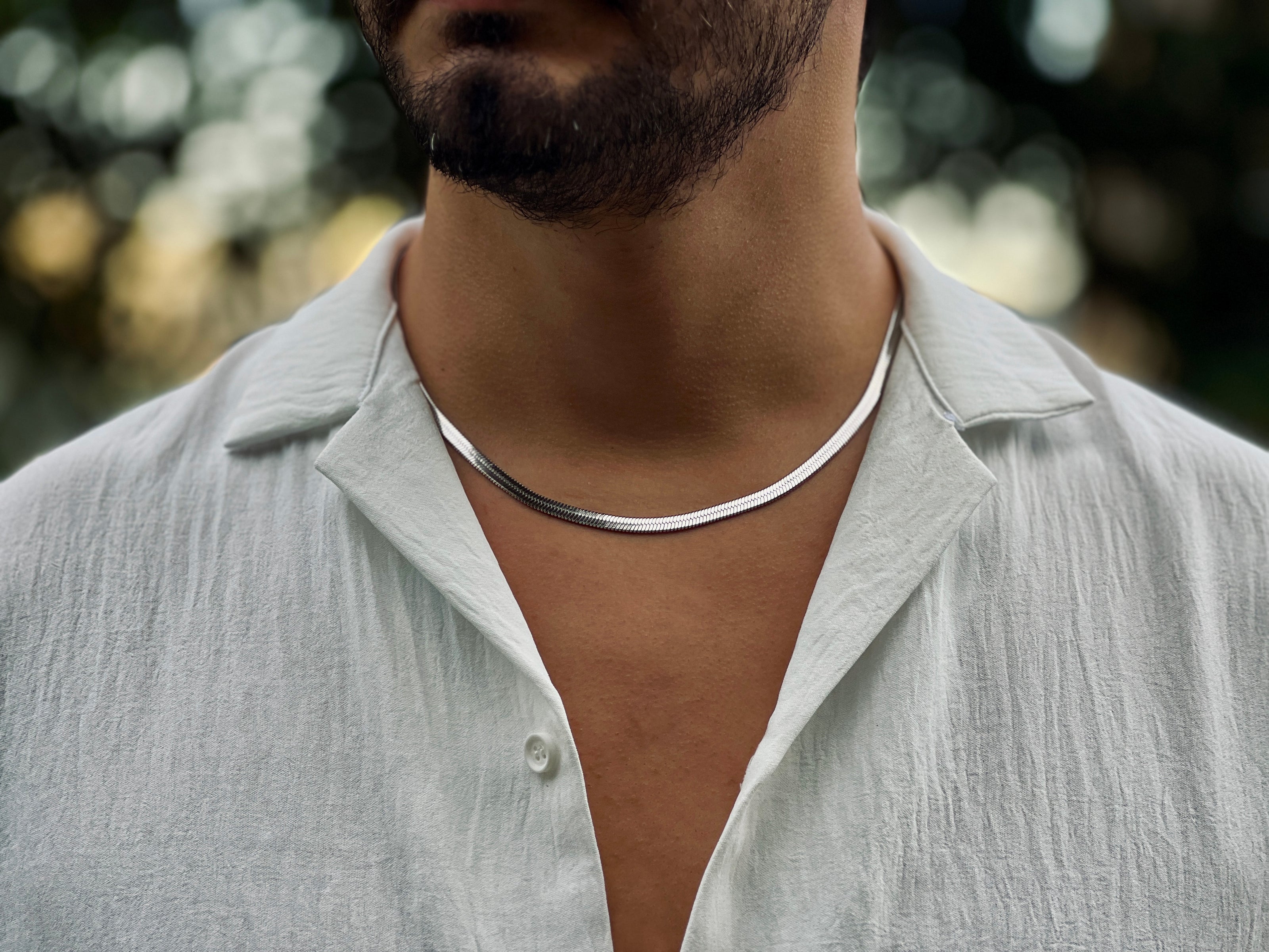 Yılan Zincir Kolye - Herringbone Model Erkek Takı