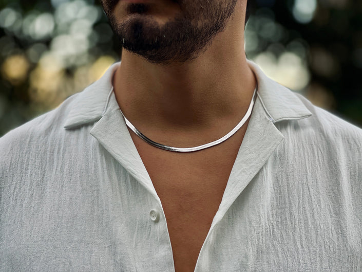 Snake Chain Necklace - Herringbone Model Men's Jewelry
