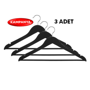 3 Adet Ahşap Görünümlü Uzun Ömürlü Askı