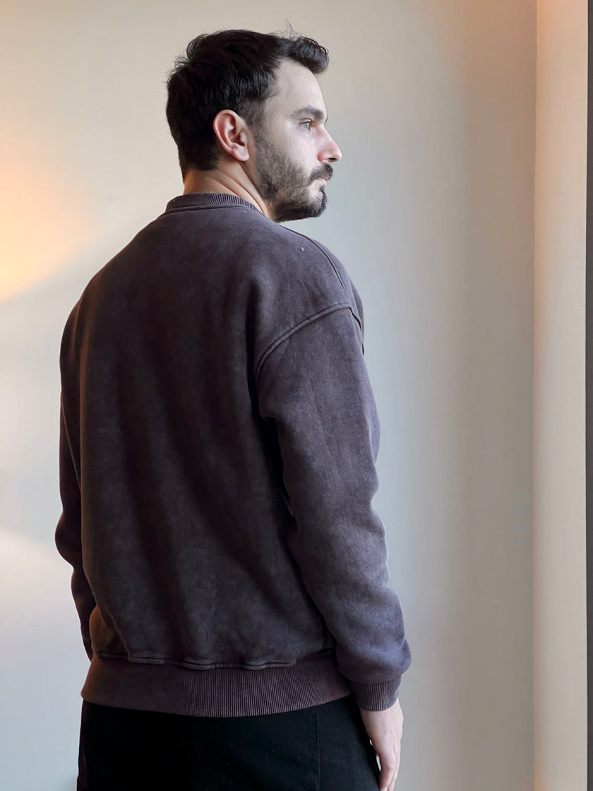 Yıkamalı Şardonlu Sweatshirt