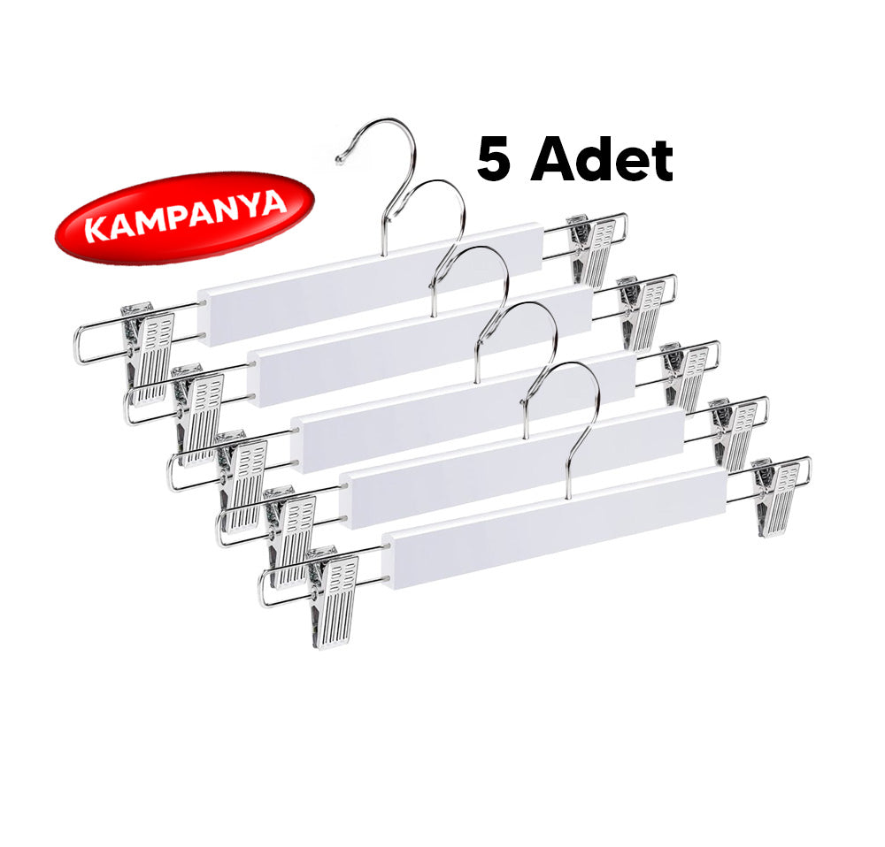 5 Adet Ahşap Pantolon & Etek Askısı