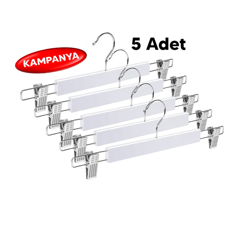 5 Adet Ahşap Pantolon & Etek Askısı