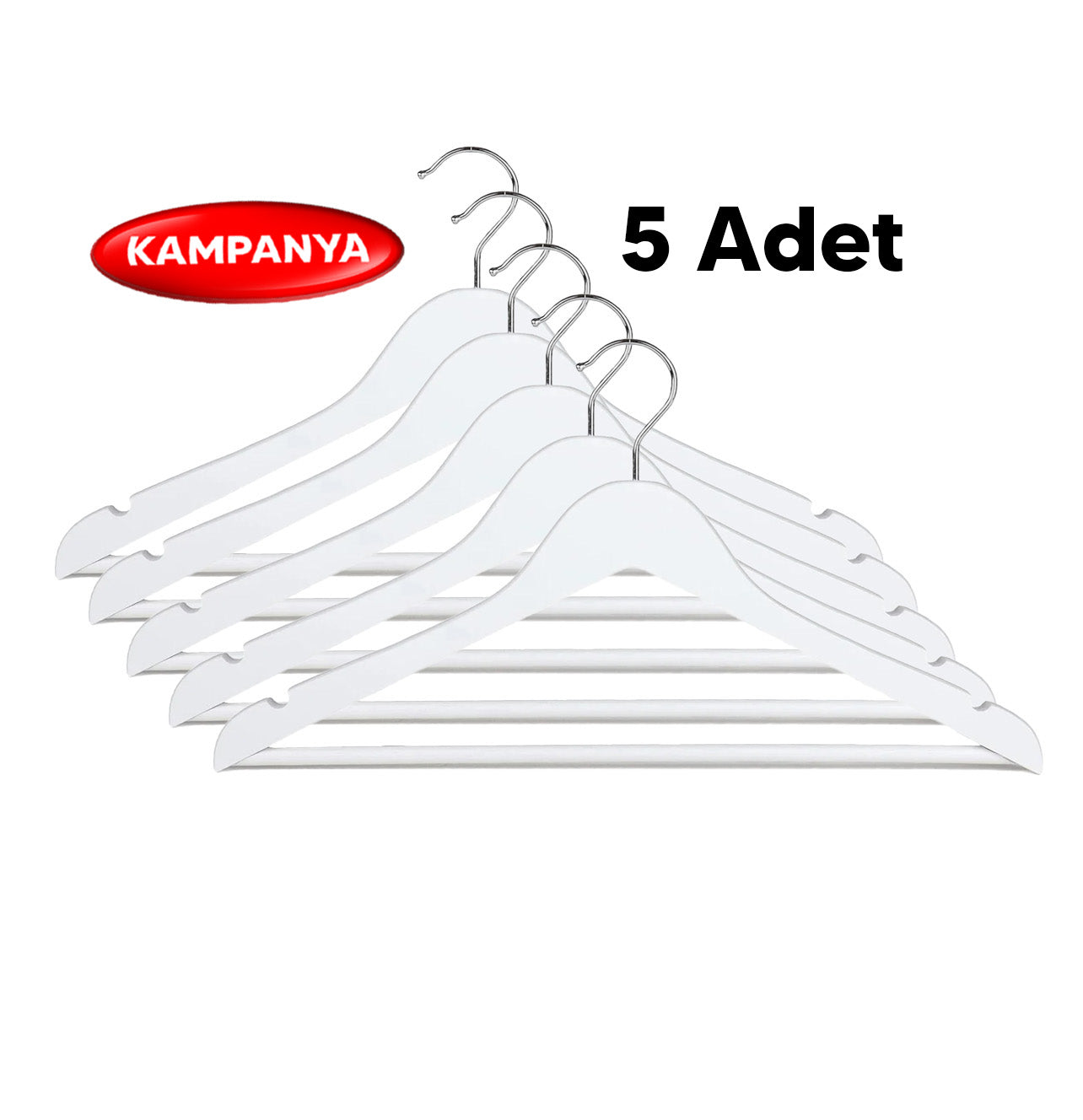 5 Adet Ahşap Görünümlü Uzun Ömürlü Askı