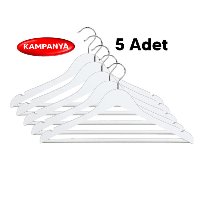 5 Adet Ahşap Görünümlü Uzun Ömürlü Askı