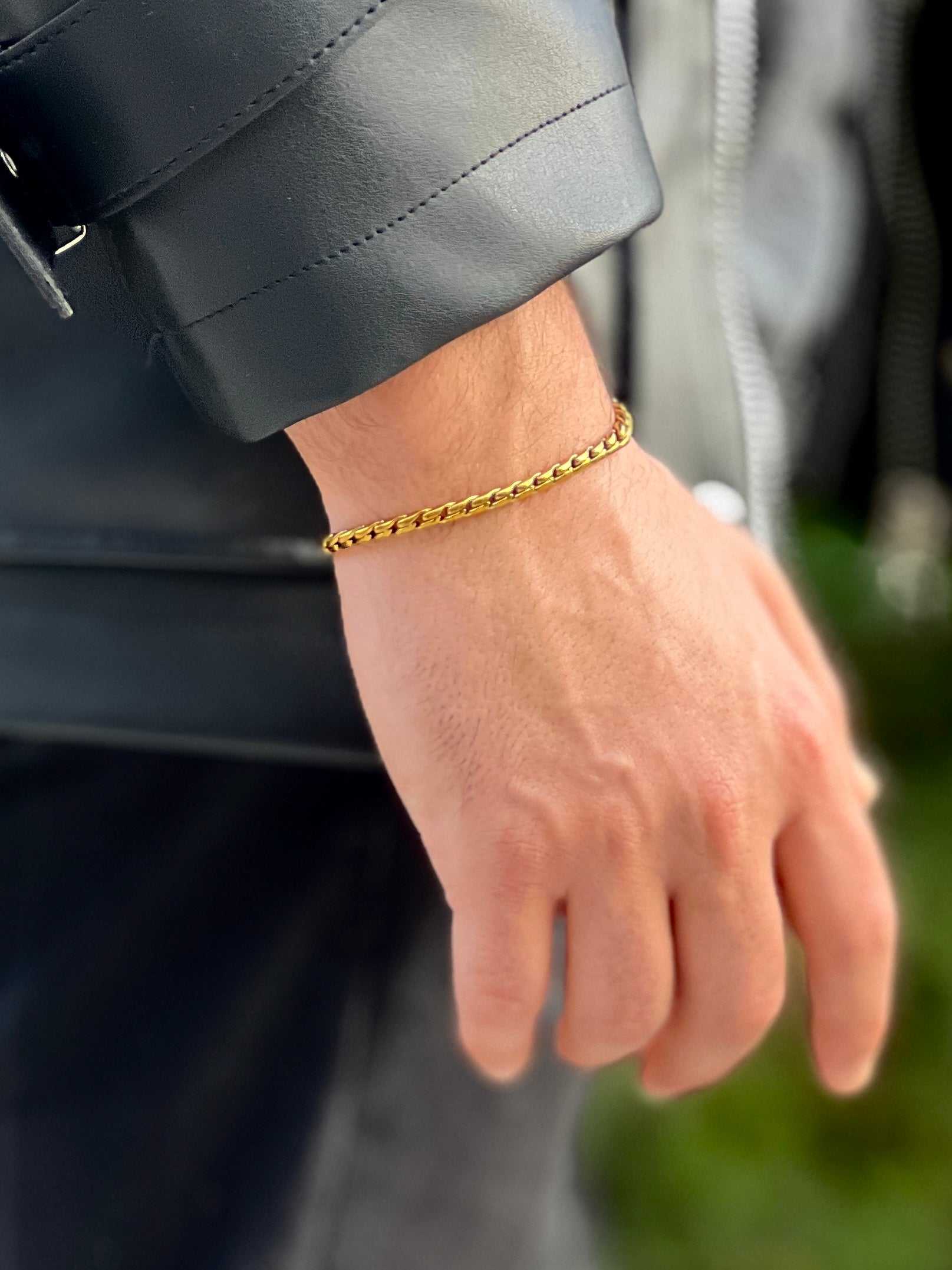 İnce Halat / Burgu Zincir Siyah Renk Minimalist Erkek Bileklik