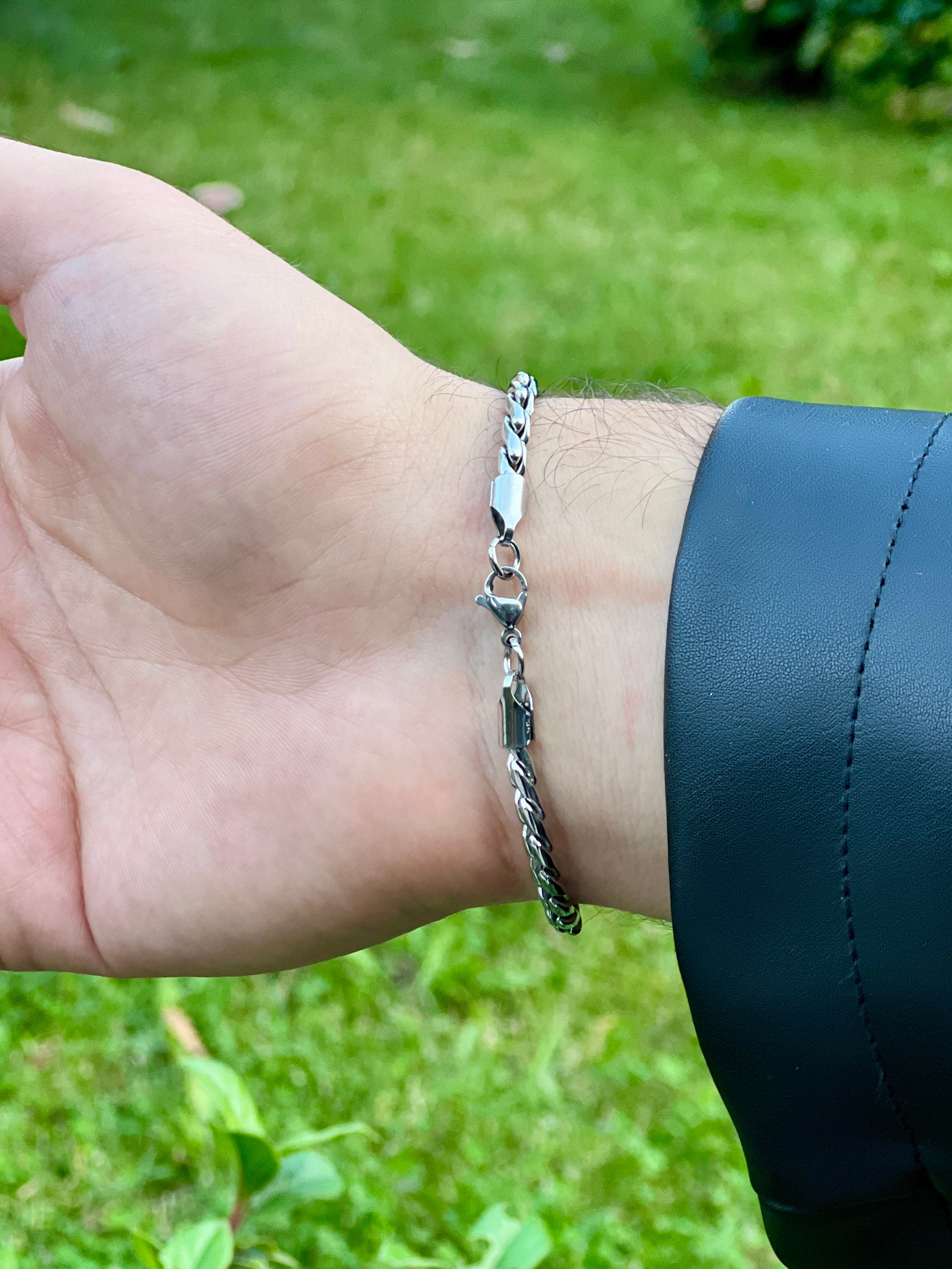 İnce Halat / Burgu Zincir Siyah Renk Minimalist Erkek Bileklik