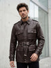 BELT-PLATED LEATHER PARKA JACKET