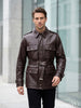 BELT-PLATED LEATHER PARKA JACKET