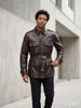 BELT-PLATED LEATHER PARKA JACKET