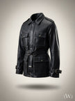BELT-PLATED LEATHER PARKA JACKET