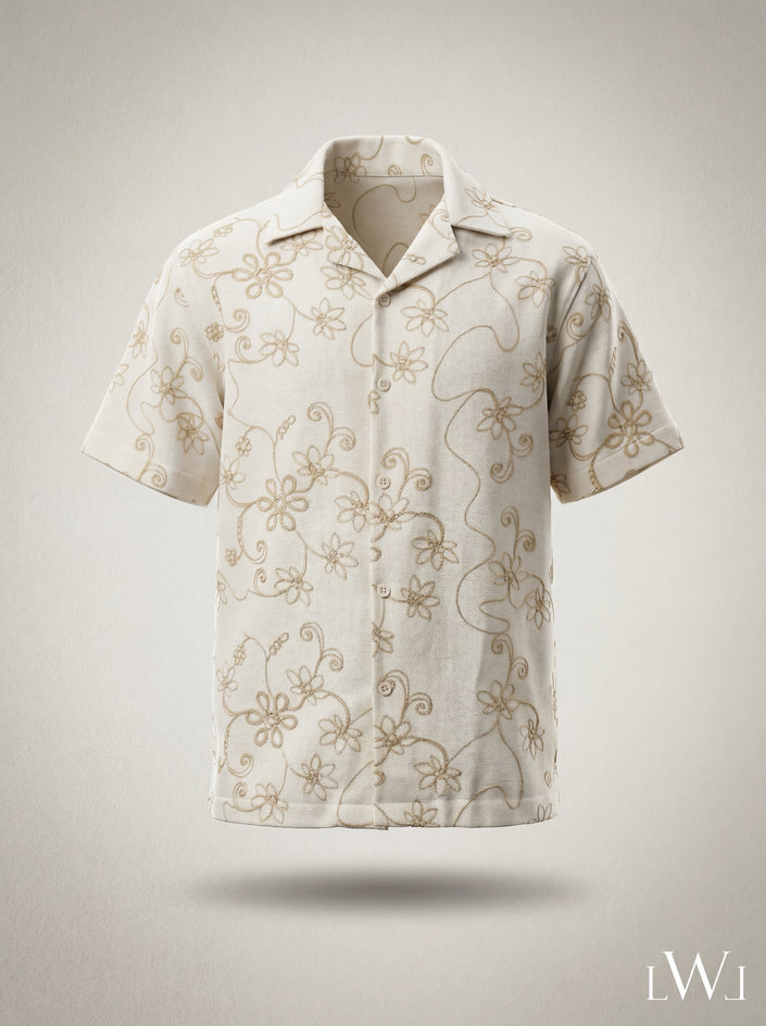SHORT SLEEVE EMBROIDERY DETAILED SHIRT