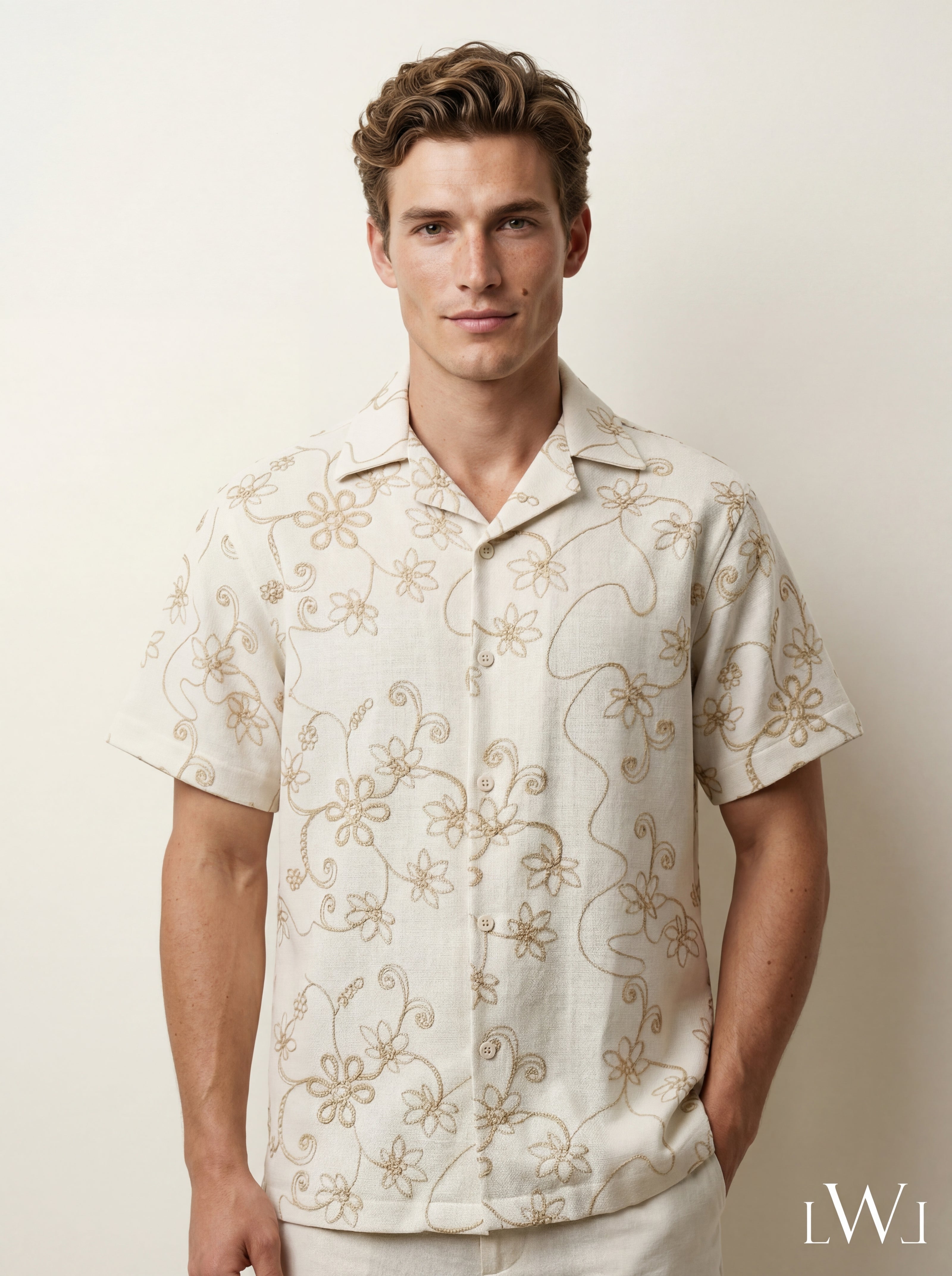 SHORT SLEEVE EMBROIDERY DETAILED SHIRT