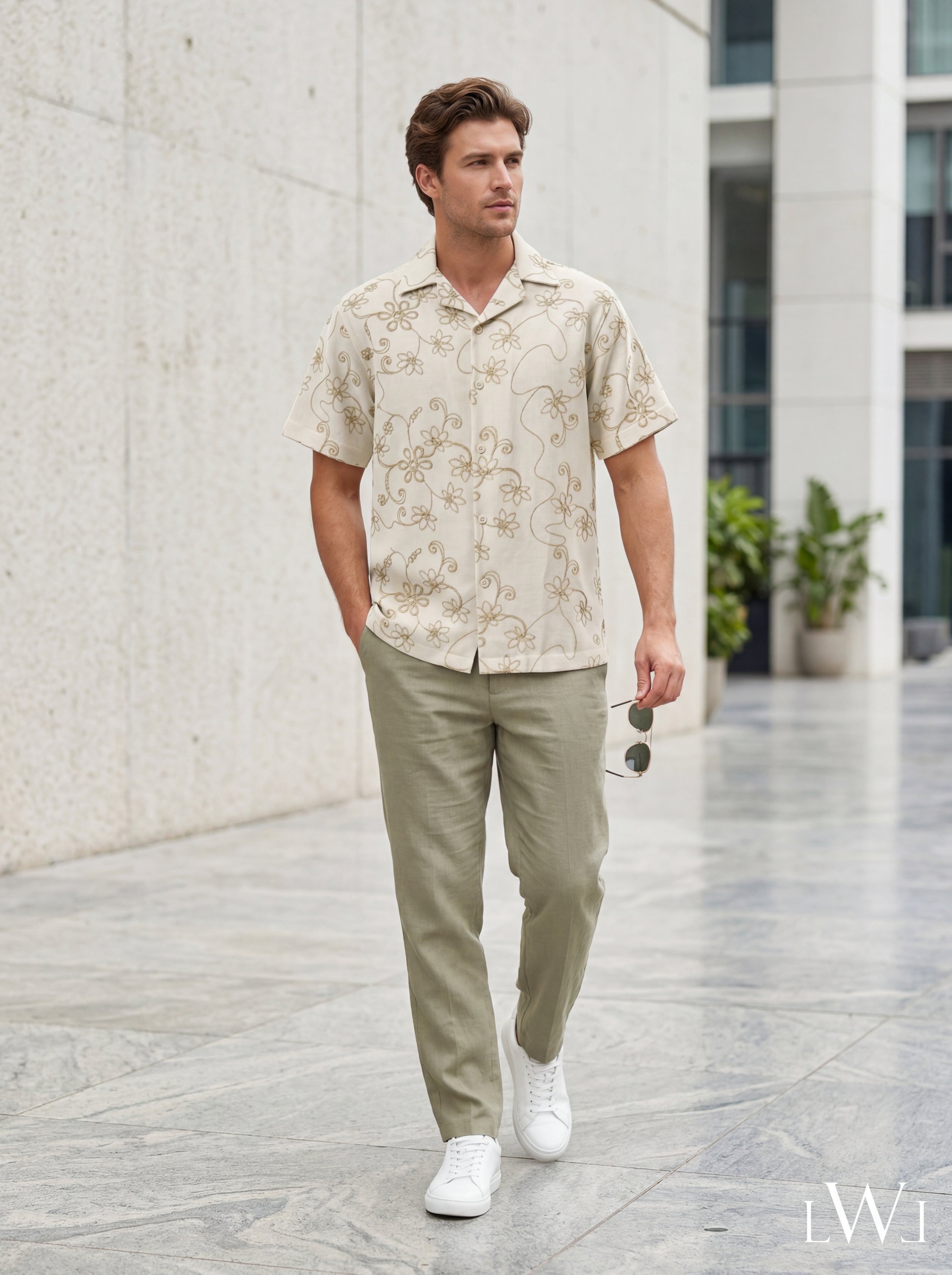 SHORT SLEEVE EMBROIDERY DETAILED SHIRT