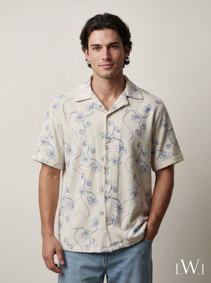SHORT SLEEVE EMBROIDERY DETAILED SHIRT