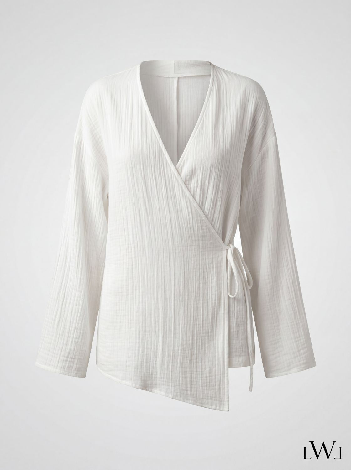 Kadın %100 Pamuklu Müslin Kimono - Yandan Bağlamalı Kruvaze(Anvelop) Bluz
