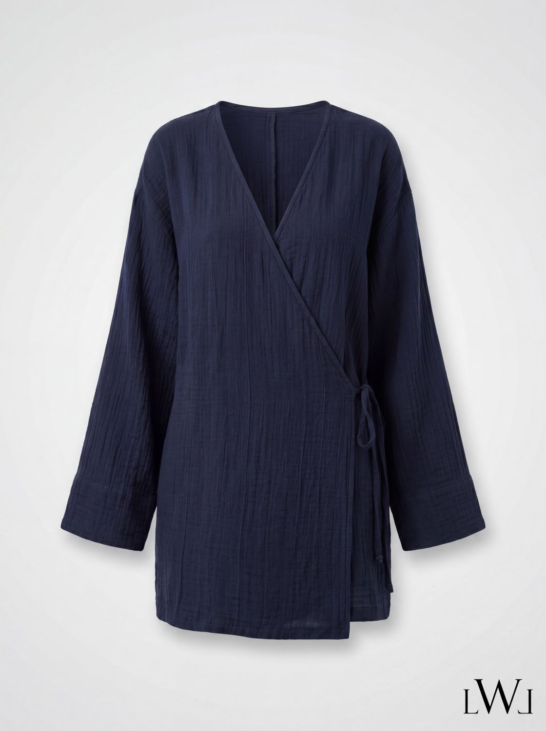 Kadın %100 Pamuklu Müslin Kimono - Yandan Bağlamalı Kruvaze(Anvelop) Bluz