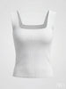 Square Neck White Ribbed Knit Tank/Bodysuit