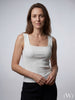 Square Neck White Ribbed Knit Tank/Bodysuit
