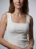Square Neck White Ribbed Knit Tank/Bodysuit