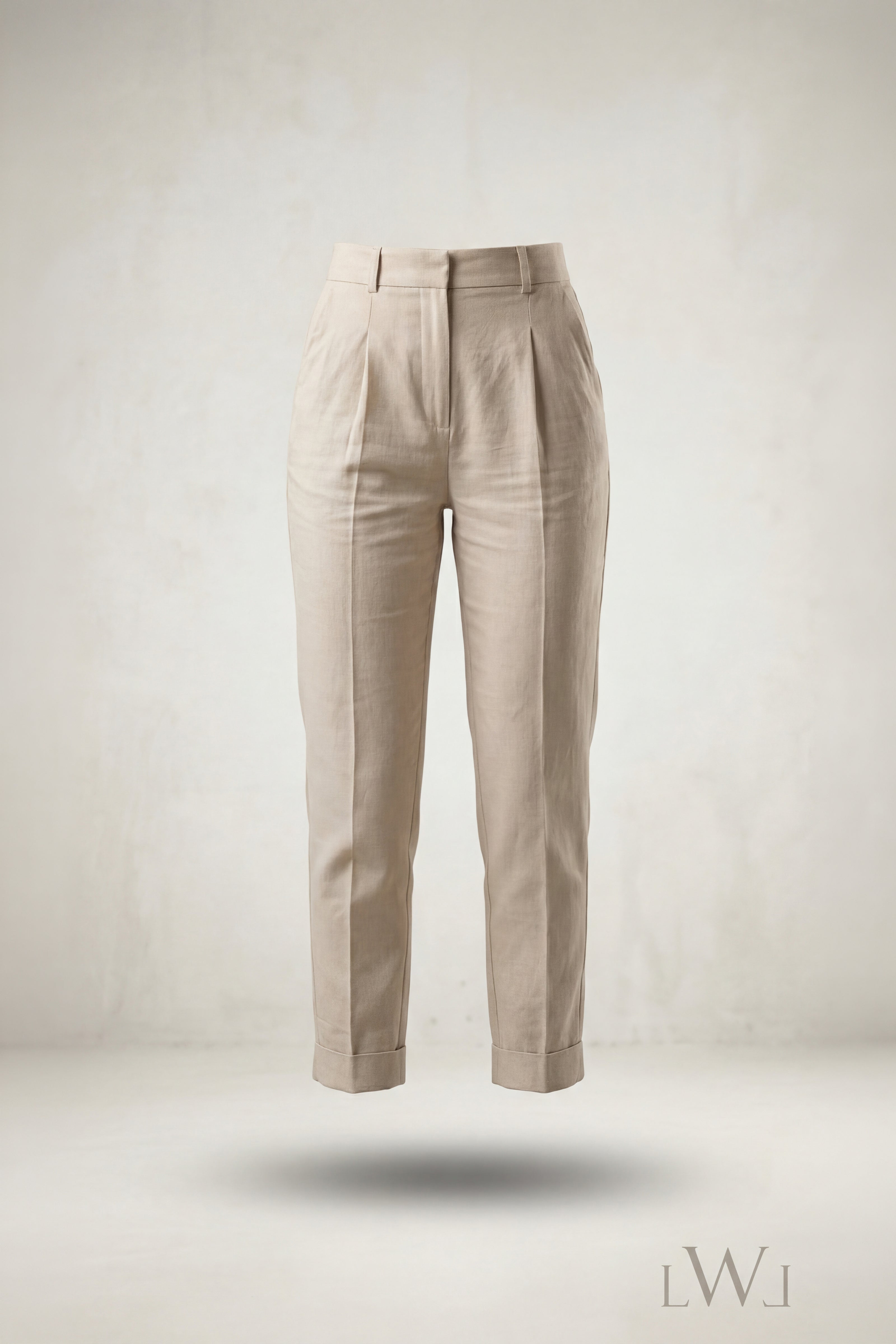 High Waist Pleated Carrot Cut Women's Trousers