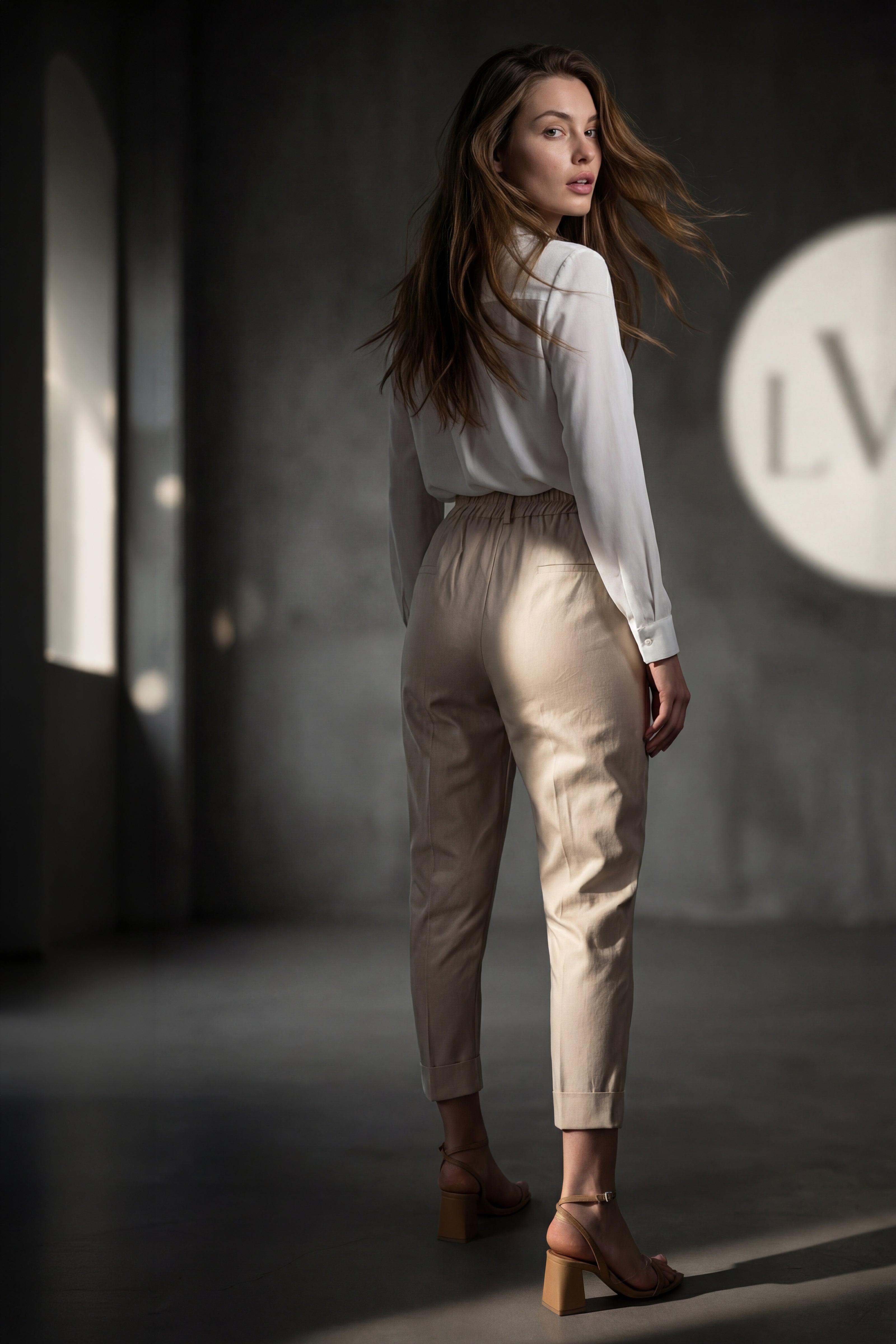 High Waist Pleated Carrot Cut Women's Trousers