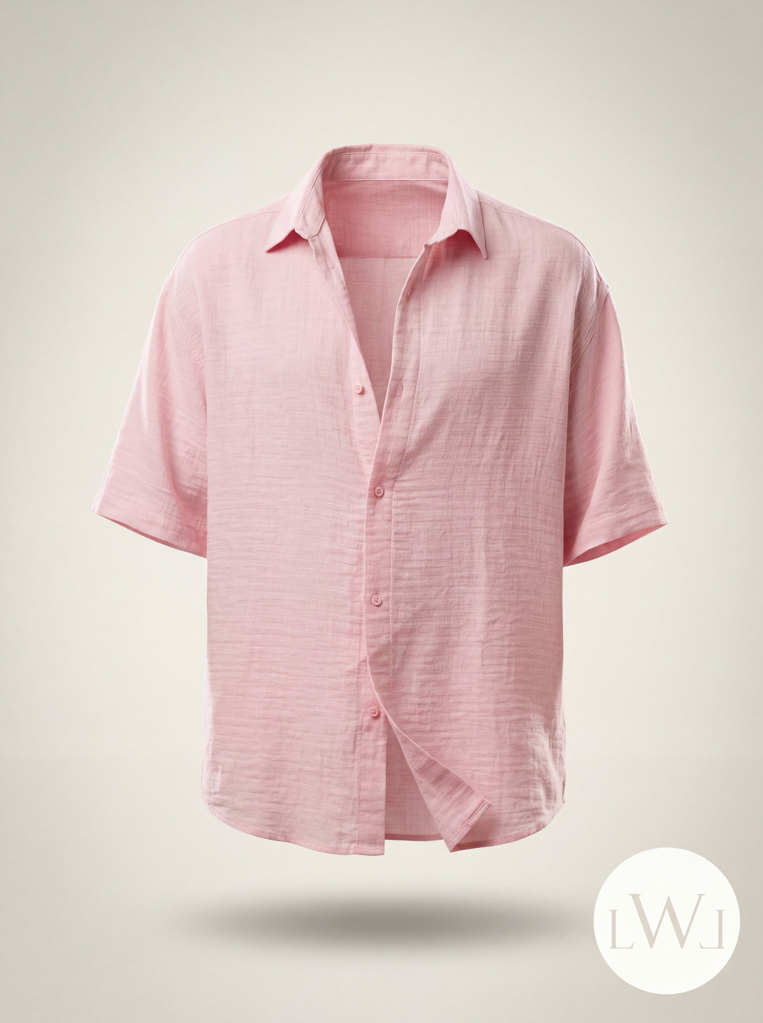 100% Cotton Oversize Short Sleeve Muslin Fabric Shirt Pink