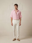 100% Cotton Oversize Short Sleeve Muslin Fabric Shirt Pink