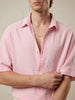 100% Cotton Oversize Short Sleeve Muslin Fabric Shirt Pink