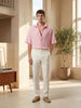 100% Cotton Oversize Short Sleeve Muslin Fabric Shirt Pink