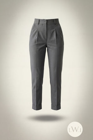 High Waist Pleated Carrot Cut Women's Trousers