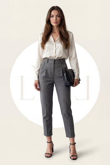 High Waist Pleated Carrot Cut Women's Trousers