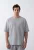 Textured Knitted Fabric Black Crew Neck Oversize Men's T-Shirt
