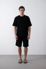 Textured Knitted Fabric Black Crew Neck Oversize Men's T-Shirt
