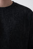 Textured Knitted Fabric Black Crew Neck Oversize Men's T-Shirt