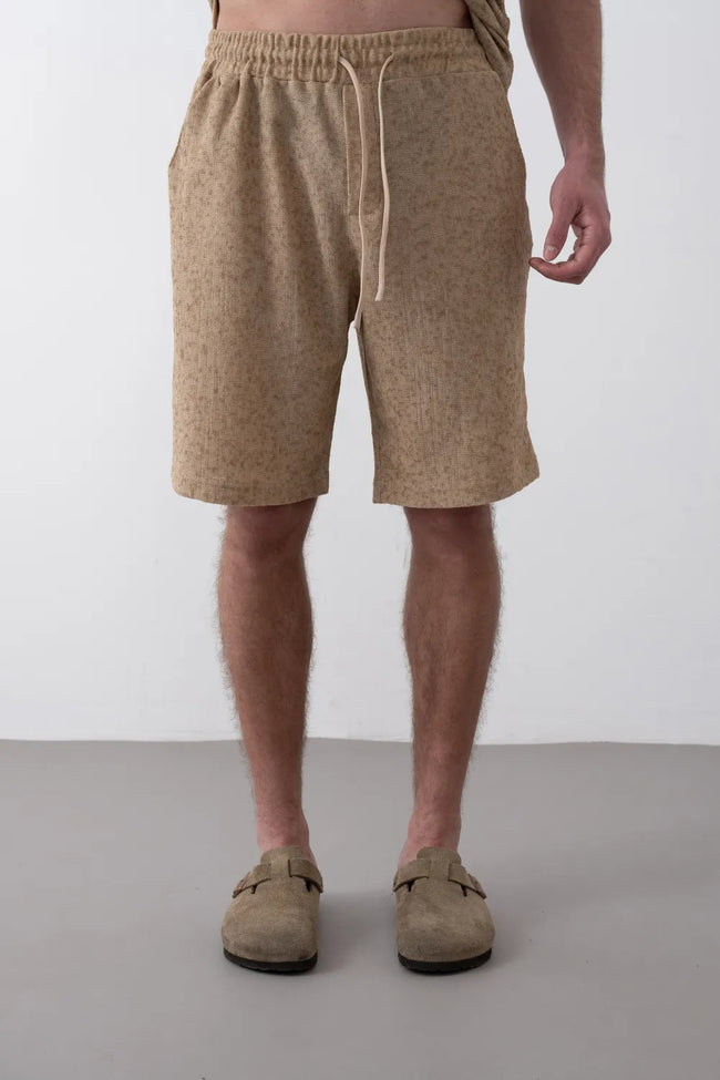 Erkek Dokuma Şort - Relax Fit & Özel Dokulu Kumaş